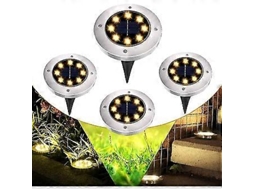 Luminária Solar Para Jardim 8 Lâmpadas Subterrâneas De Led, Iluminação De Caminho À Prova Dágua, Alimentada Por Energia Solar, Aquaforge