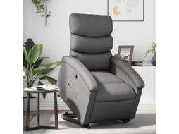 Vidaxl Poltrona Reclinável Elevatória Couro Artificial Cinzento