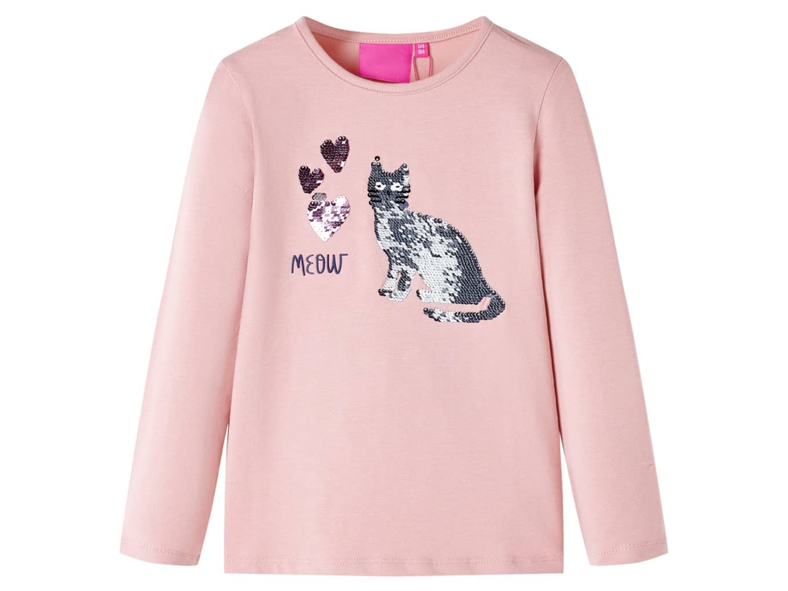 T-shirt De Manga Comprida Para Criança Rosa-claro 128