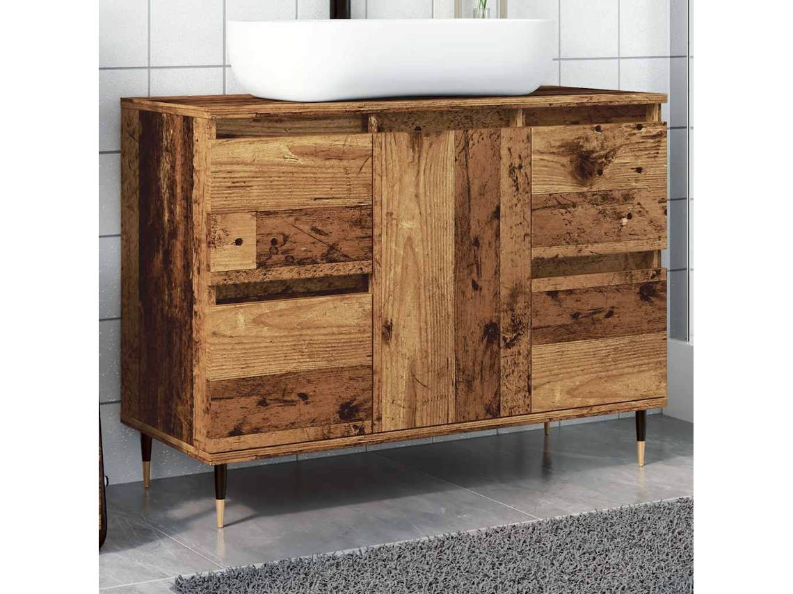 Vidaxl Armário Casa Banho 80x33x60 Cm Derivados Madeira Madeira Velha