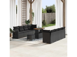 Vidaxl Conjunto De Sofá De Jardim 11 Unid. Preto Rattan Sintético