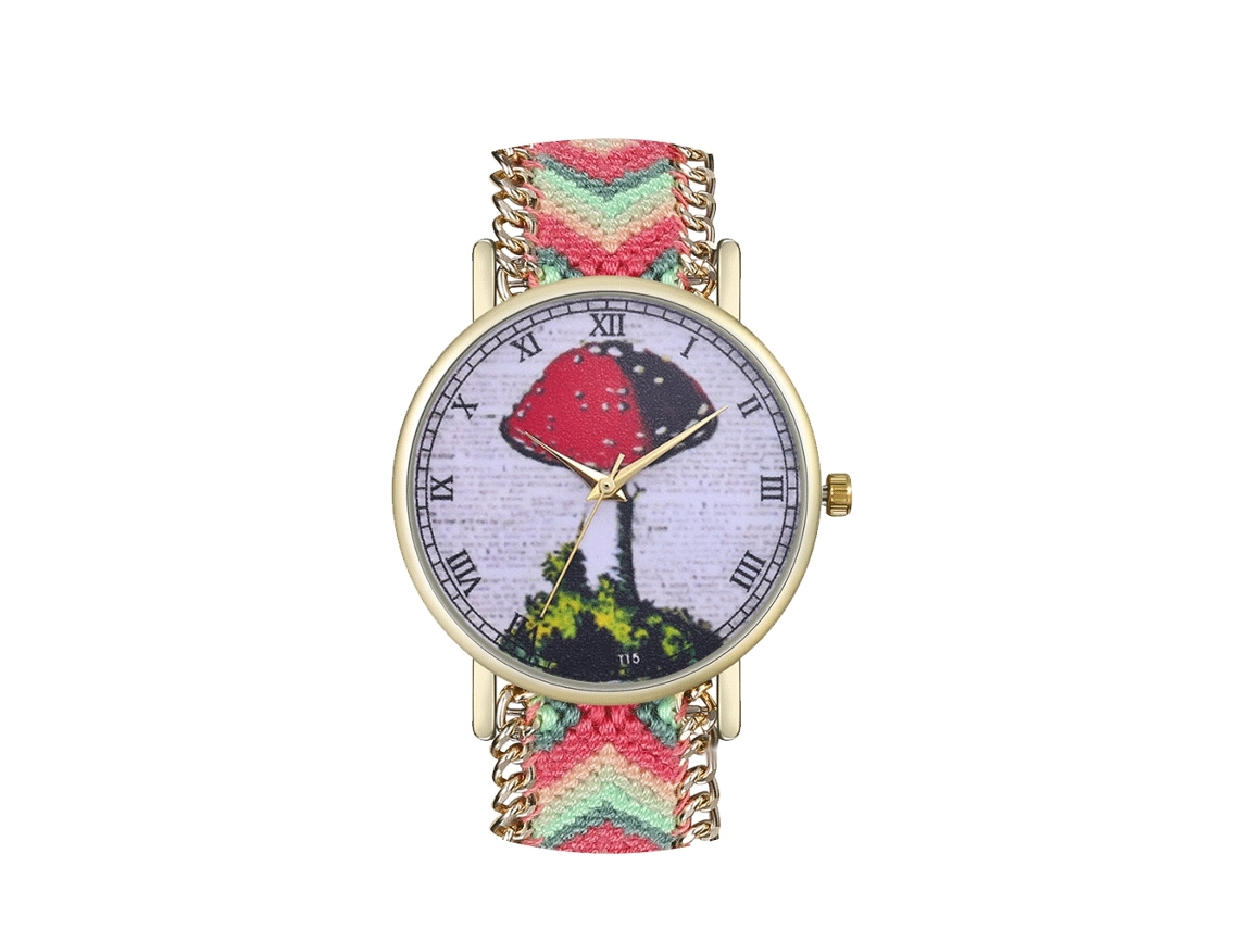 Relógio de Pulso de Quartzo Unissex Elegante Pulseira de Lã Moda Casual Presente (08)