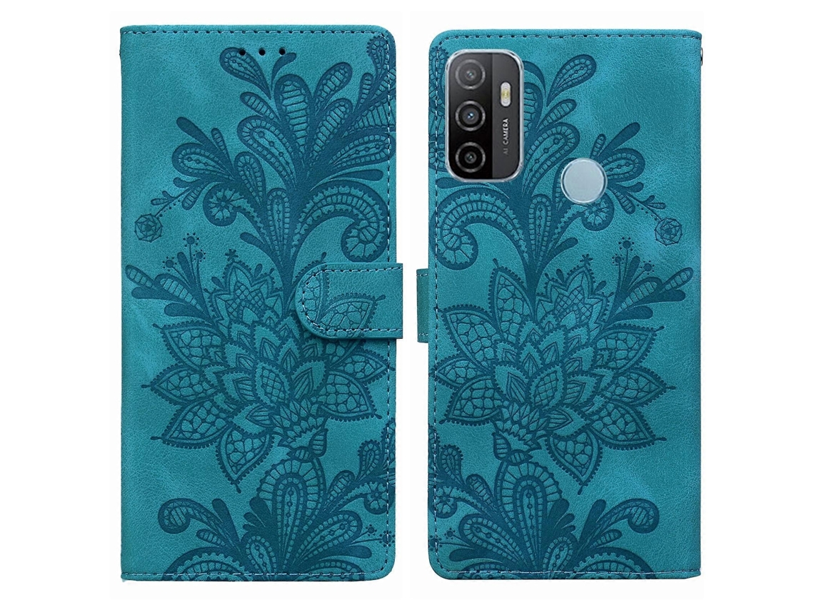 Capa De Celular De Pu Com Fivela Magnética E Estampa Floral De Renda E Alça De Pulso