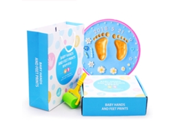Kit Impressões Mão Pé Bebê Argila Presente Aniversário Rosa Decoração
