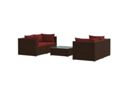 Maison Exclusive - 5 Pcs Conjunto Lounge De Jardim C/ Almofadões Vime Pe Castanho
