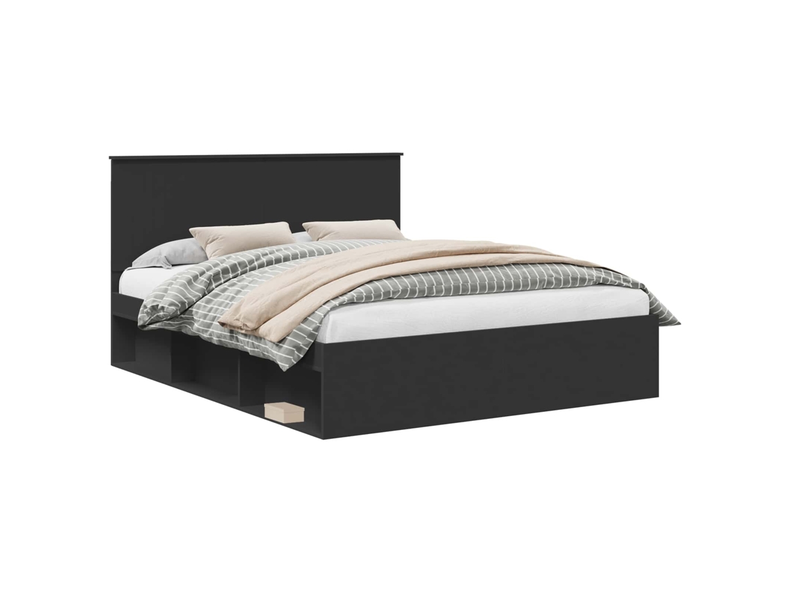 Estrutura da Cama Preto 160x200 cm Madeira de Pinheiro Sólida MAISON EXCLUSIVE