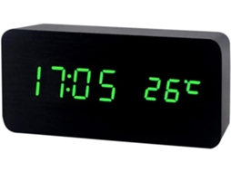 Despertador Digital Led Com Visor Verde, Silencioso, Indicador De Brilho E Temperatura Integrados, Design Moderno. Gokoco