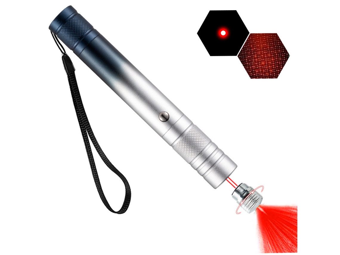 Ponteiro Laser Vermelho, Recarregável de Alta Potência, de Longo Alcance, com Proteção em Forma de Estrela Preto branco HEXINYIGJLY