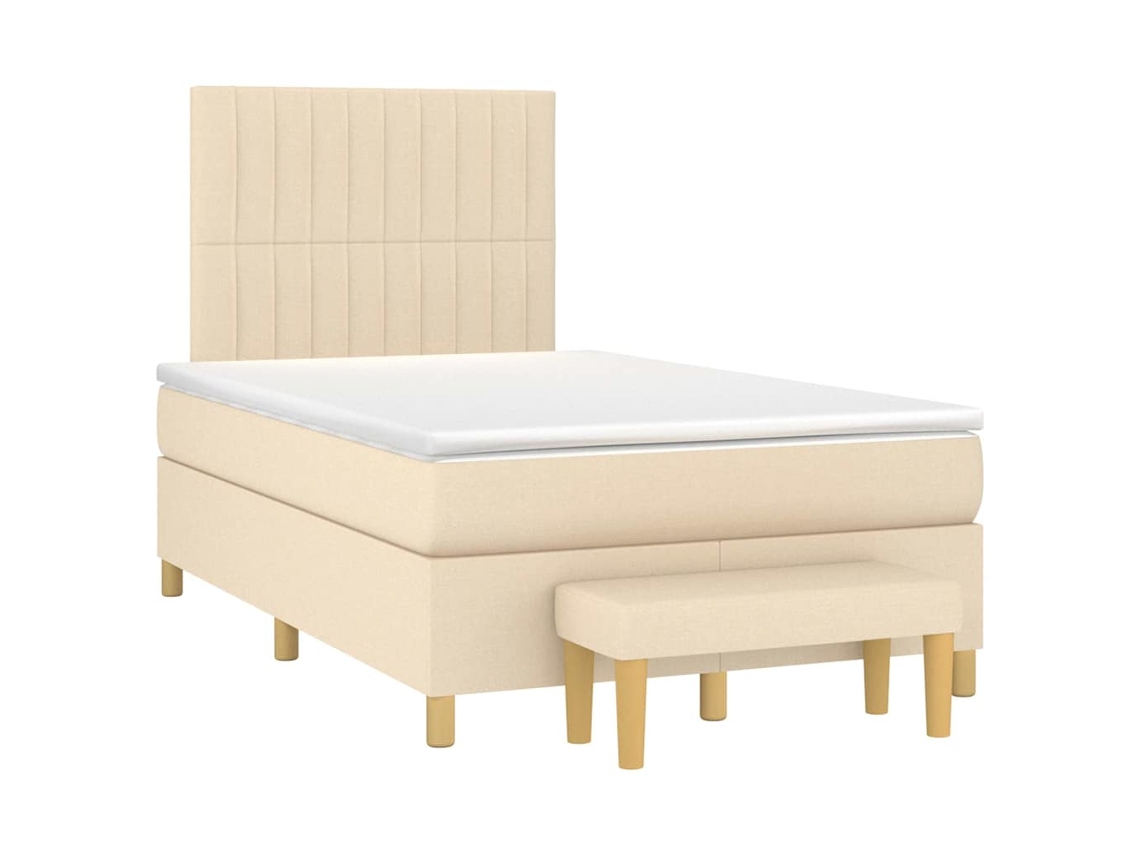 Vidaxl Cama Boxspring Com Colchão 120x190 Cm Tecido Cor Creme