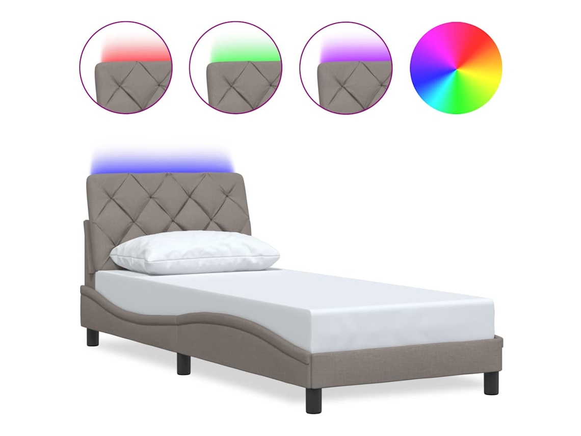 Bed Frame, Bed Frames Vidaxl Cinzento-acastanhado Tecido (80 X 200 Cm)