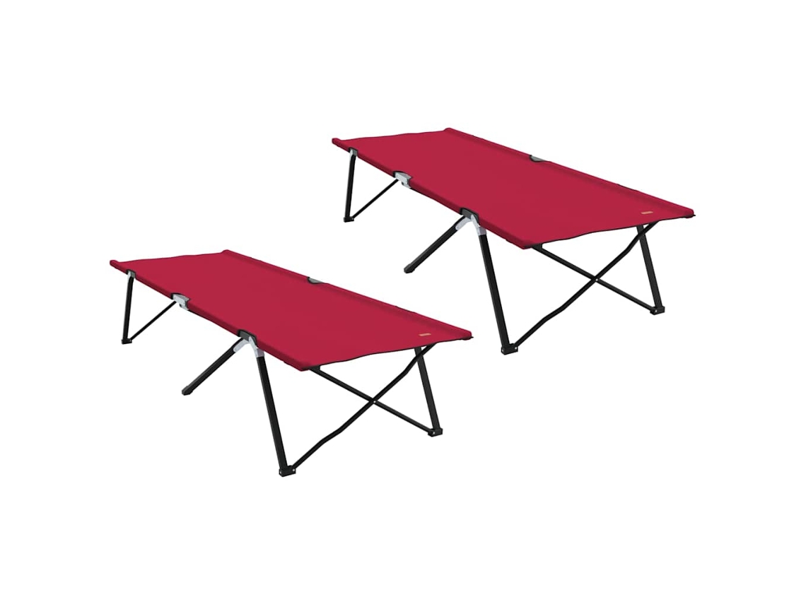 Maison Exclusive - Cama De Camping Dobrável Manual 2 Pcs Vermelho 206 X 76 X 74 Cm
