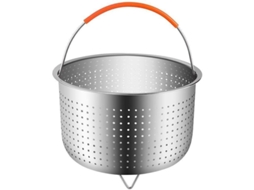 Cesto para cozinhar a vapor em aço inoxidável 304, ideal para cozinhar legumes, arroz e ovos, com alça removível e revestimento de silicone, para panela de pressão.