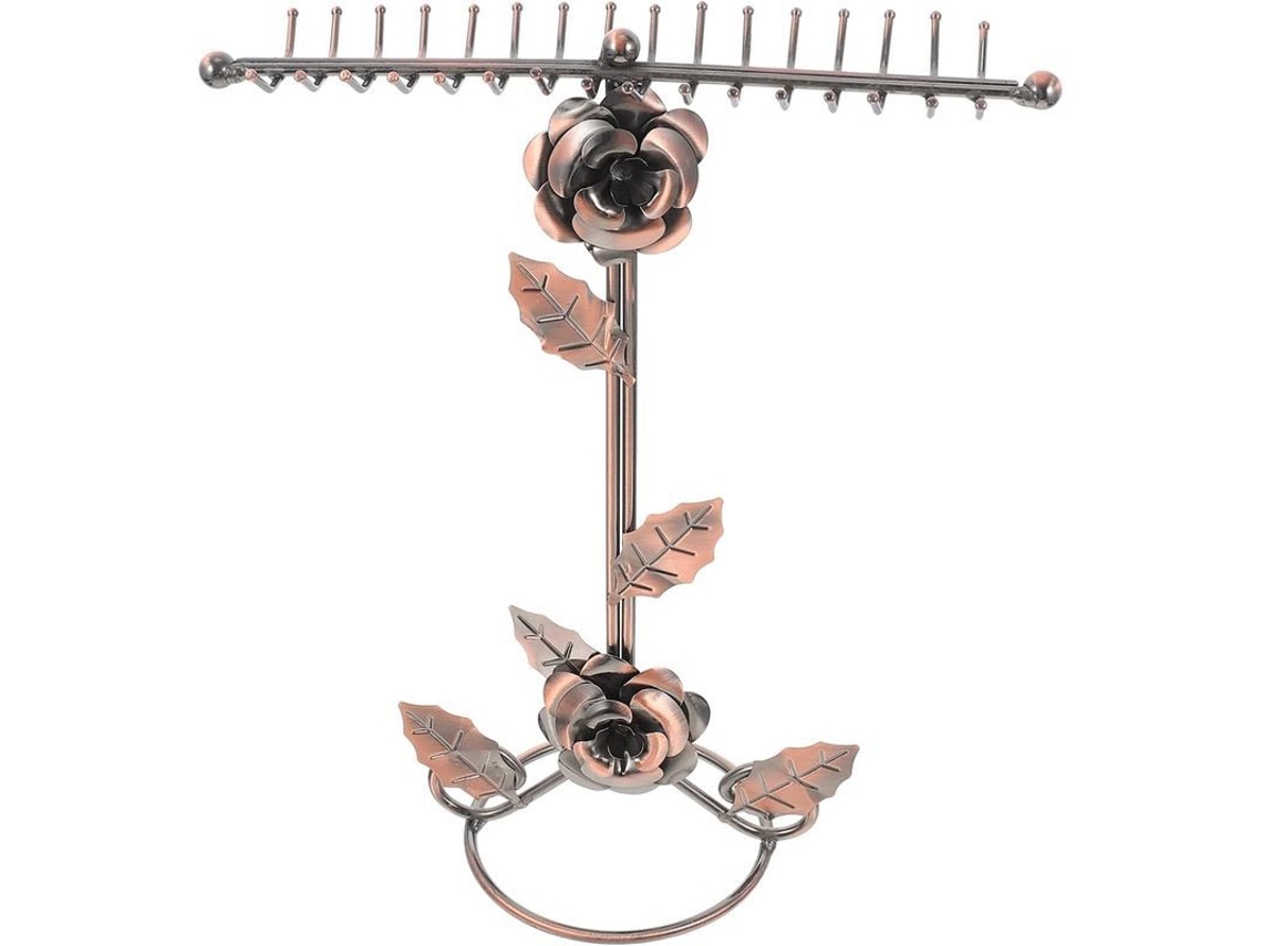 2026-organizador De Joyas De Hierro Bronce Vintage Estilo Rosa Para Aretes Collares Pulseras Mesa 31x25cm