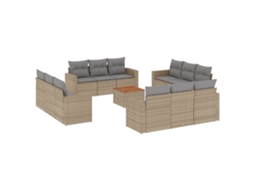 Conjunto de 13 Sofás Jardim C/ Almofadões Vime Pe Bege Misturado MAISON EXCLUSIVE (13 pcs)