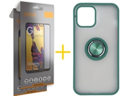 Kit Capa + Película 2X Vidro Full iPhone 12 Pro Max Accetel Gel Bumper Verde