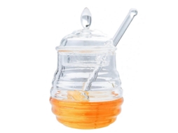 Pote De Vidro Para Mel Com Tampa E Concha, 235 G (8,3 Oz), Dispensador De Mel De Vidro Resistente Para Armazenamento Na Cozinha.