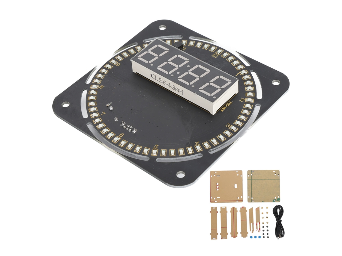 Kit Diy De Relógio Digital 4 Dígitos, Temperatura, Brilho Ajustável, 5v Dc Luz Dourada