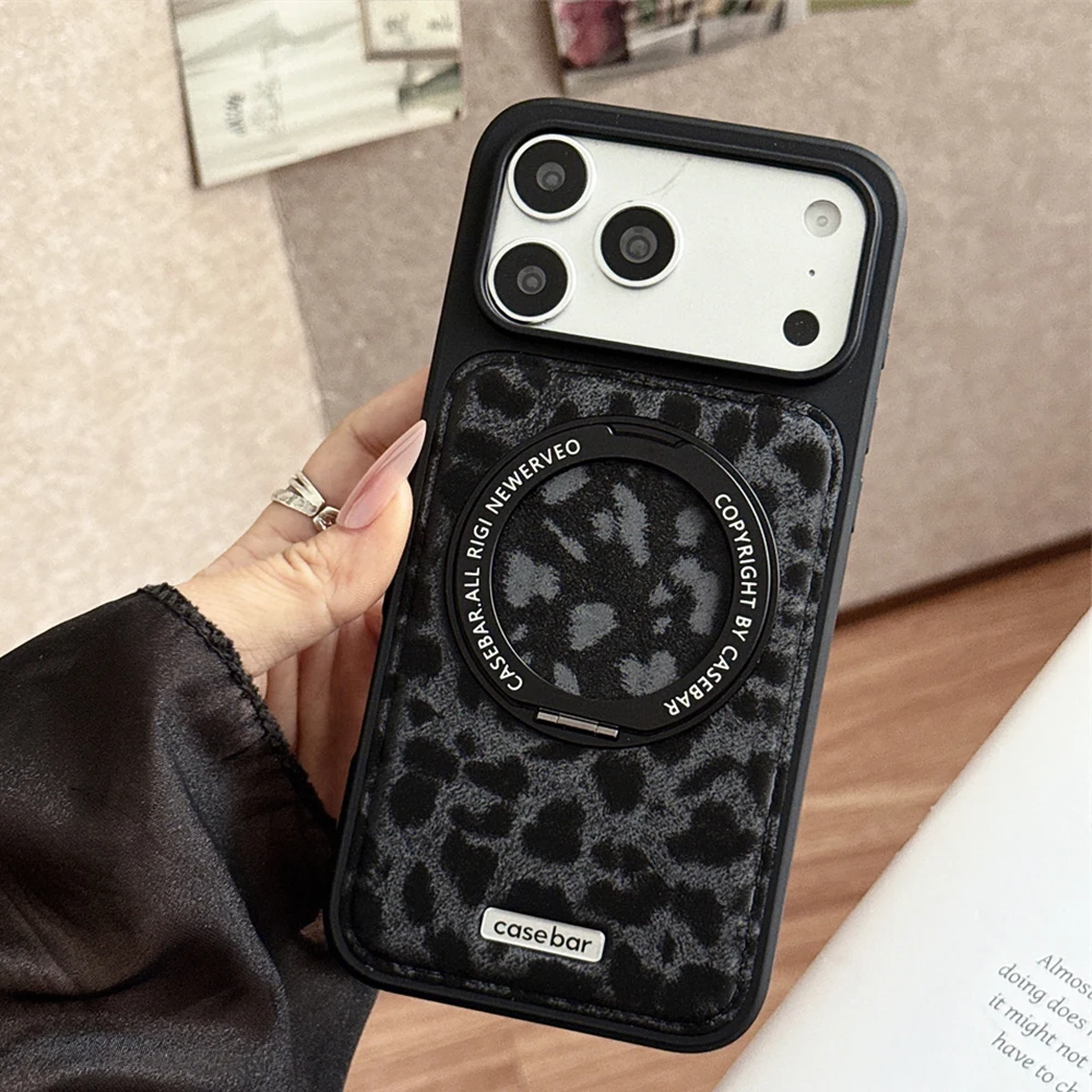 Capa Para Iphone 17 Pro Preta Com Suporte Magnético, Giratória E Dobrável, Capa Protetora À Prova De Choque.