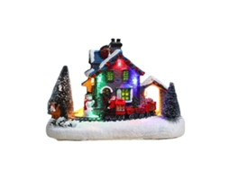 Mali casa de Natal com Luz Led Resina Decoração de Natal Village Figura Ornamentos Presentes