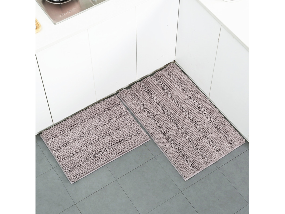 Tapetes de Banho Antiderrapantes Absorventes de Secagem Rápida para Decoração de Banheiro Cinza Raso EVELTEK 51x81cm