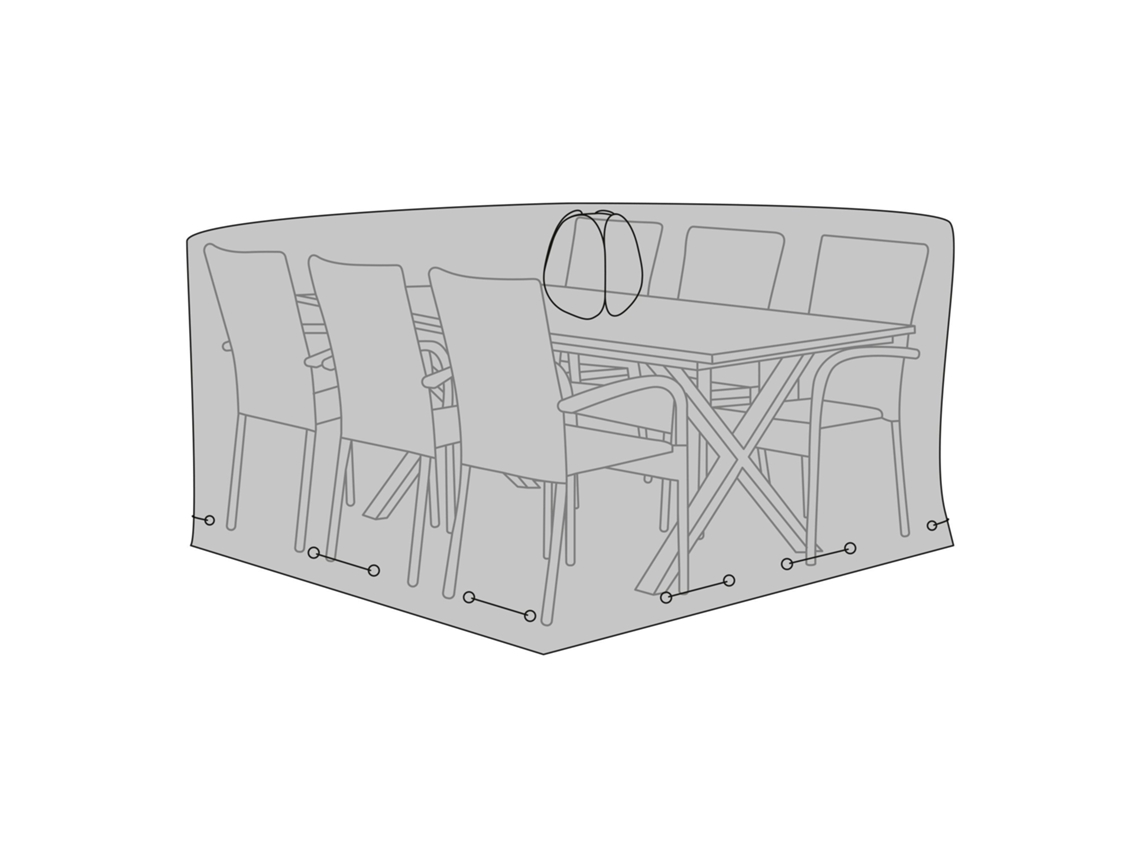 Capa para mesa e 6 cadeiras 210g/m2 Poliéster 600D com revestimento PU preto hidrorrepelente HOUSE NORDIC