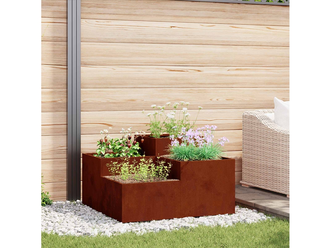 Vidaxl Vaso De Jardim Ferro Enferrujado 80 X 80 X 48 Cm