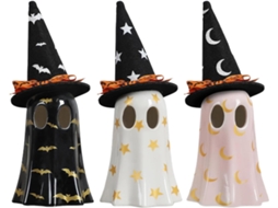 Estátuas Fantasmas Enfeites Mesa para Halloween Decora Fantasma em Resina com Chap U Bruxa Prateleira Lareira VAYOTOY