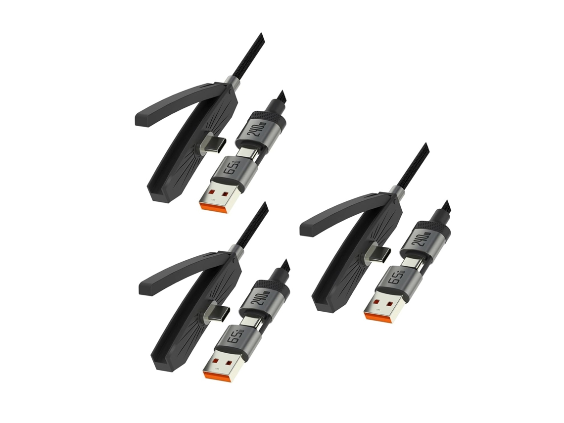 Cabo Invisível de Carregamento Rápido de 240 W Usb c 65 com Duas Portas e Revestimento Trançado. SFUSHOS