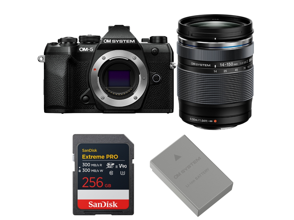 Om 5 Mark Ii Preto + 14 150mm F/4 5.6 Ii + 1 Sandisk 256gb Extreme Pro Uhs ii Sdxc + Om System Bls 50 + Ebook Pricedirect OM SYSTEM