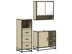 Maison Exclusive - 3 Pcs Conj. Móveis Casa Banho Derivados Madeira Carvalho Sonoma