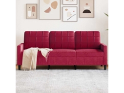 Vidaxl Sofá De 3 Lugares Veludo 180 Cm Vermelho Tinto