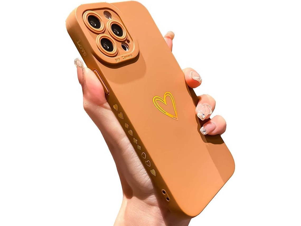 2026 capa para Iphone Xr com Coração de Laser Dourado Gradiente, Proteção de Lente e Tpu Macia