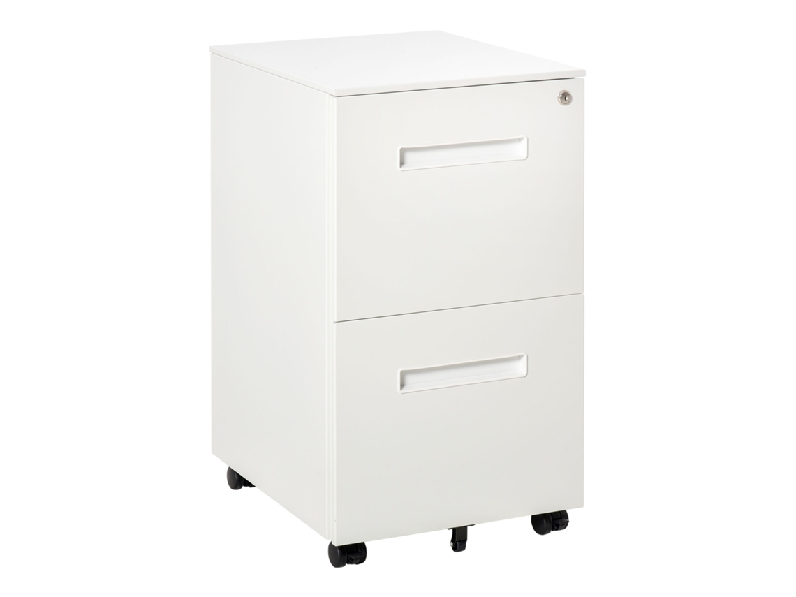 Cômoda com Rodízios, Arquivo de Documentos Anuais com 2 Gavetas com Data e 2 Chaves, 39x48x67cm, Branco-pt