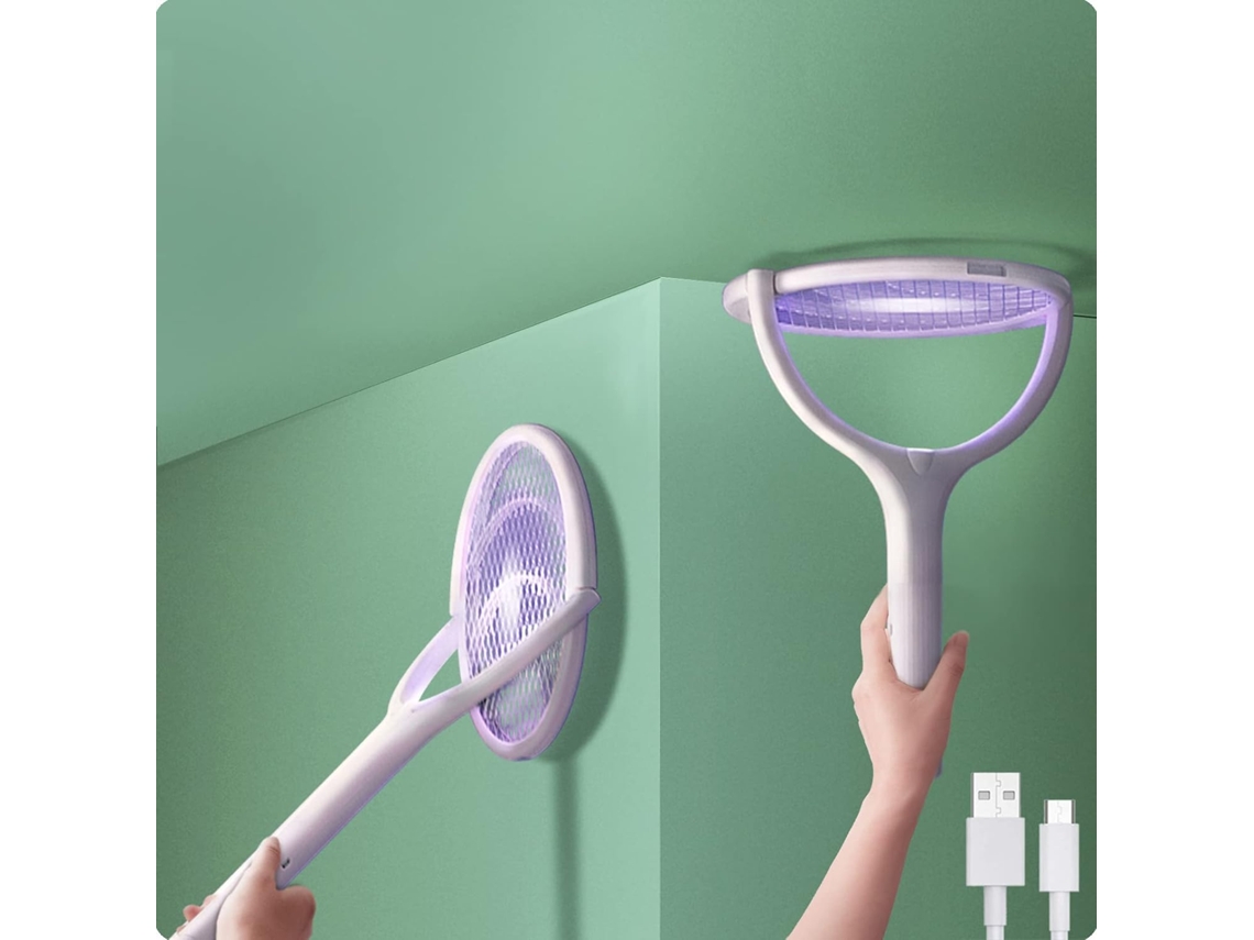 Mata, Insetos Elétrico Recarregável com Cabeça Giratória, Raquete Elétrica para Mosquitos, Lâmpada Anti, Mosquitos, Apanhador de Moscas BRILVIBERA