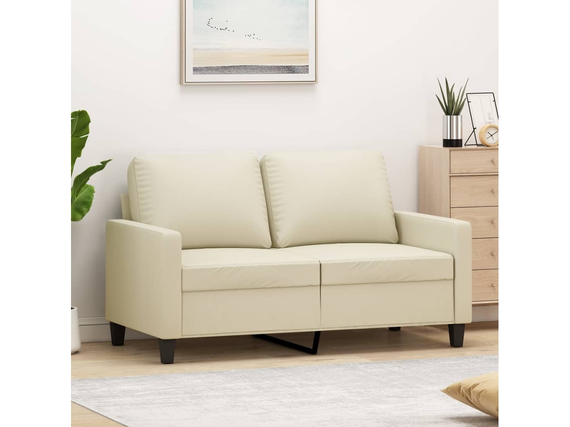 Vidaxl Sofá De 2 Lugares 120 Cm Couro Artificial Cor Creme