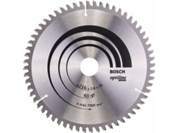 Disco de Serra Circular BOSCH Optiline Madeira 216x30x2.8 mm - 60