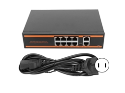 Switch PoE de 10 Portas 8x100 Mbps PoE com 2x100 Mbps Rj45, Sem Ventilador, 120W