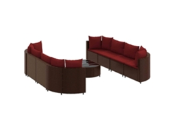 Conjunto de 9 Sofás para Jardim com Almofadões Vime Pe Castanho MAISON EXCLUSIVE