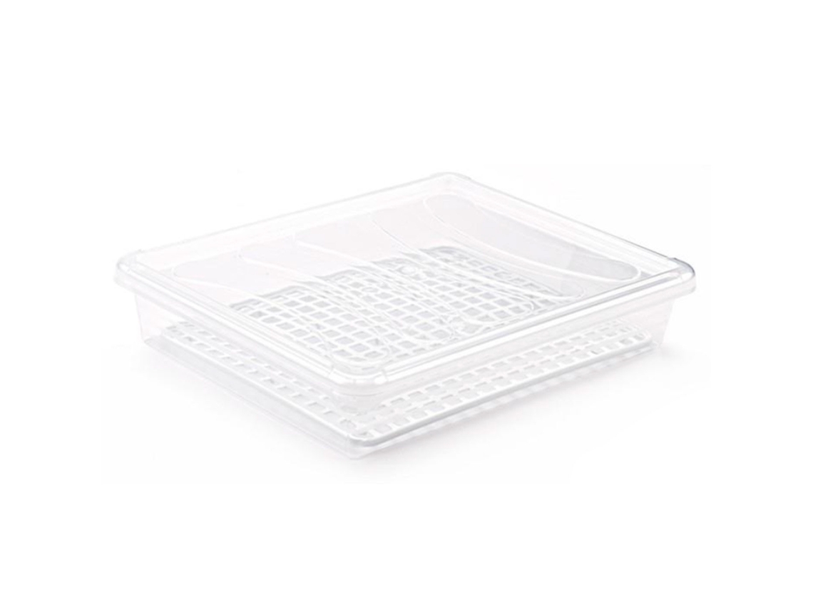 Bandeja De Armazenamento De Geladeira Com Tampa E Grade, Plástico, Reutilizável, Descongelar Alimentos, Fabricado Na Espanha 4 Litros 35 X 27,5 X Acan