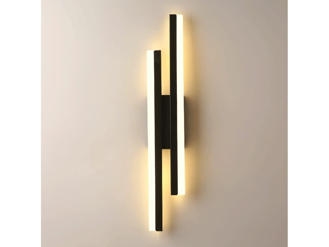 Applique Mural Preta, De Metal, Led, Moderna, Linear, 360, Para Cabeceira