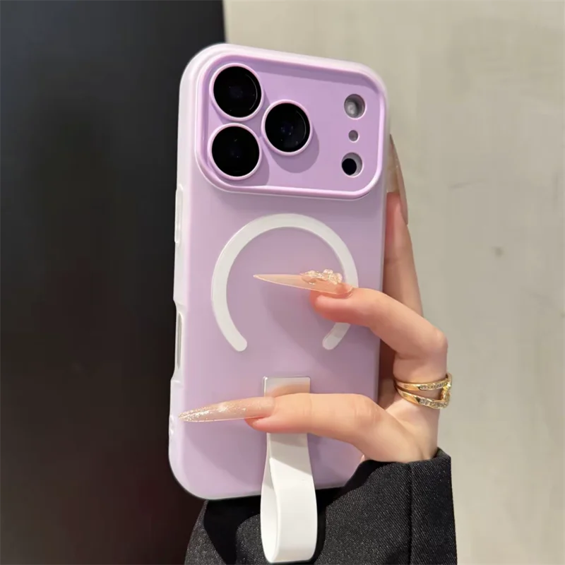 (roxo 16plus) Capa Magnética Magsafe Para Celular Com Anel De Silicone, Material Macio.