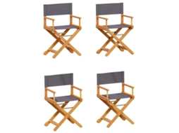 Maison Exclusive - 4 Pcs Cadeiras De Jardim Dobráveis Tecido Cinzento-escuro