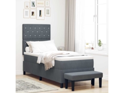 Vidaxl Cama Box Com Cabeceira Cinzento Escuro 200 X 80 Cm Veludo
