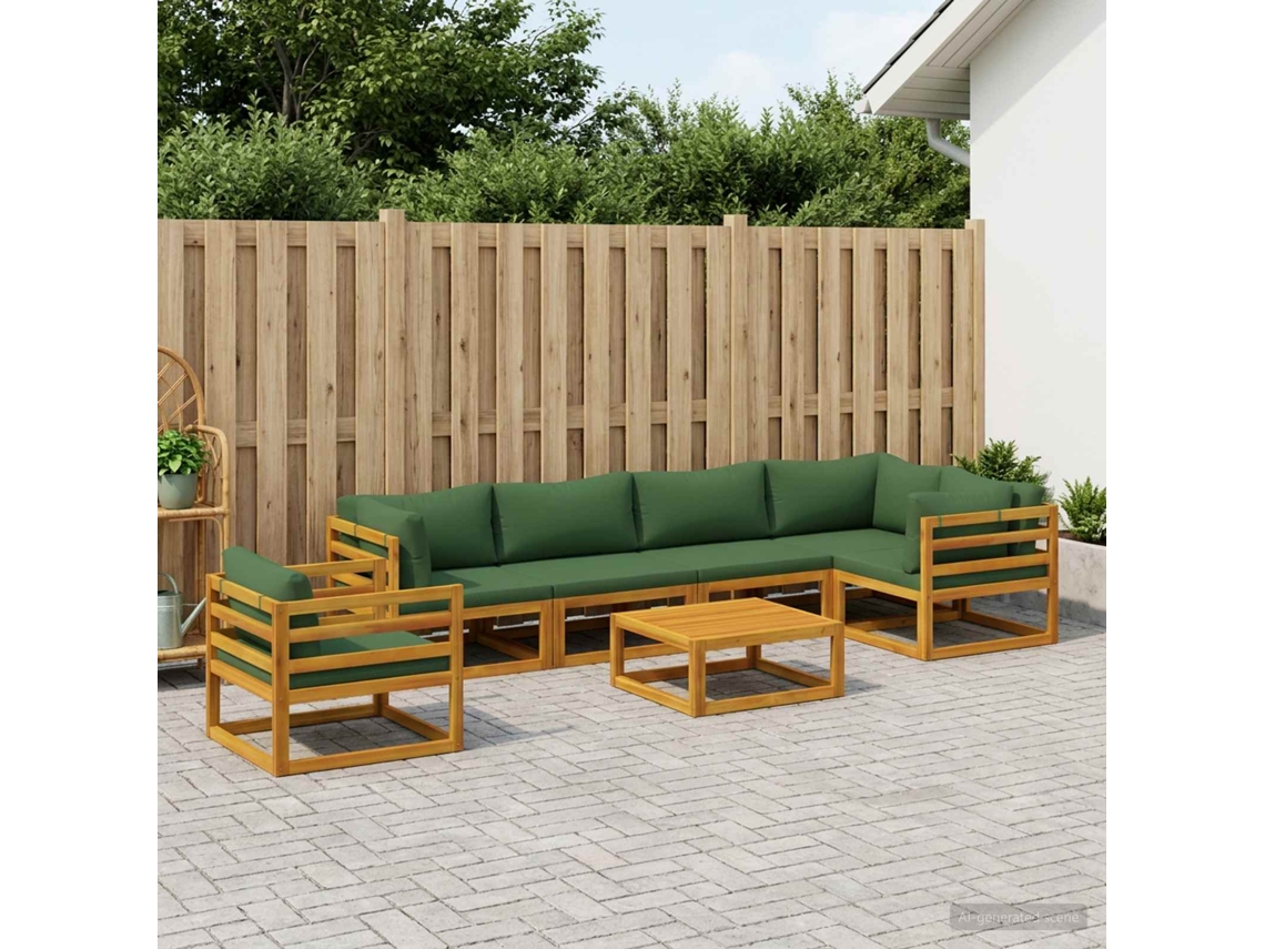 Vidaxl Conjunto De Sofás 7 Unid. Natural Madeira Sólida De Acácia