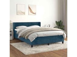 Vidaxl Cama com Molas/colchão 140x190 Cm Veludo Azul escuro