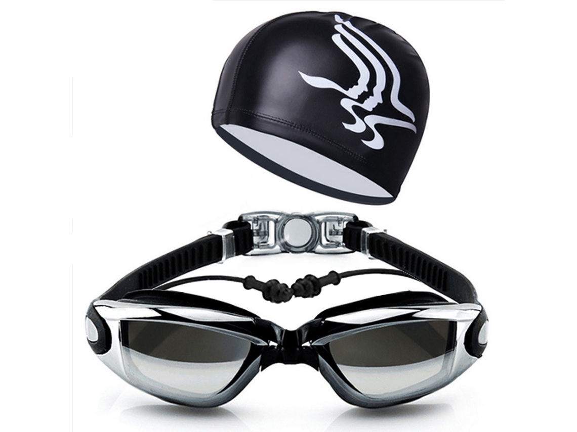 Óculos de Natação AQUAFORGE ajustáveis, com protetores auriculares, lentes com proteção UV, antiembaçante