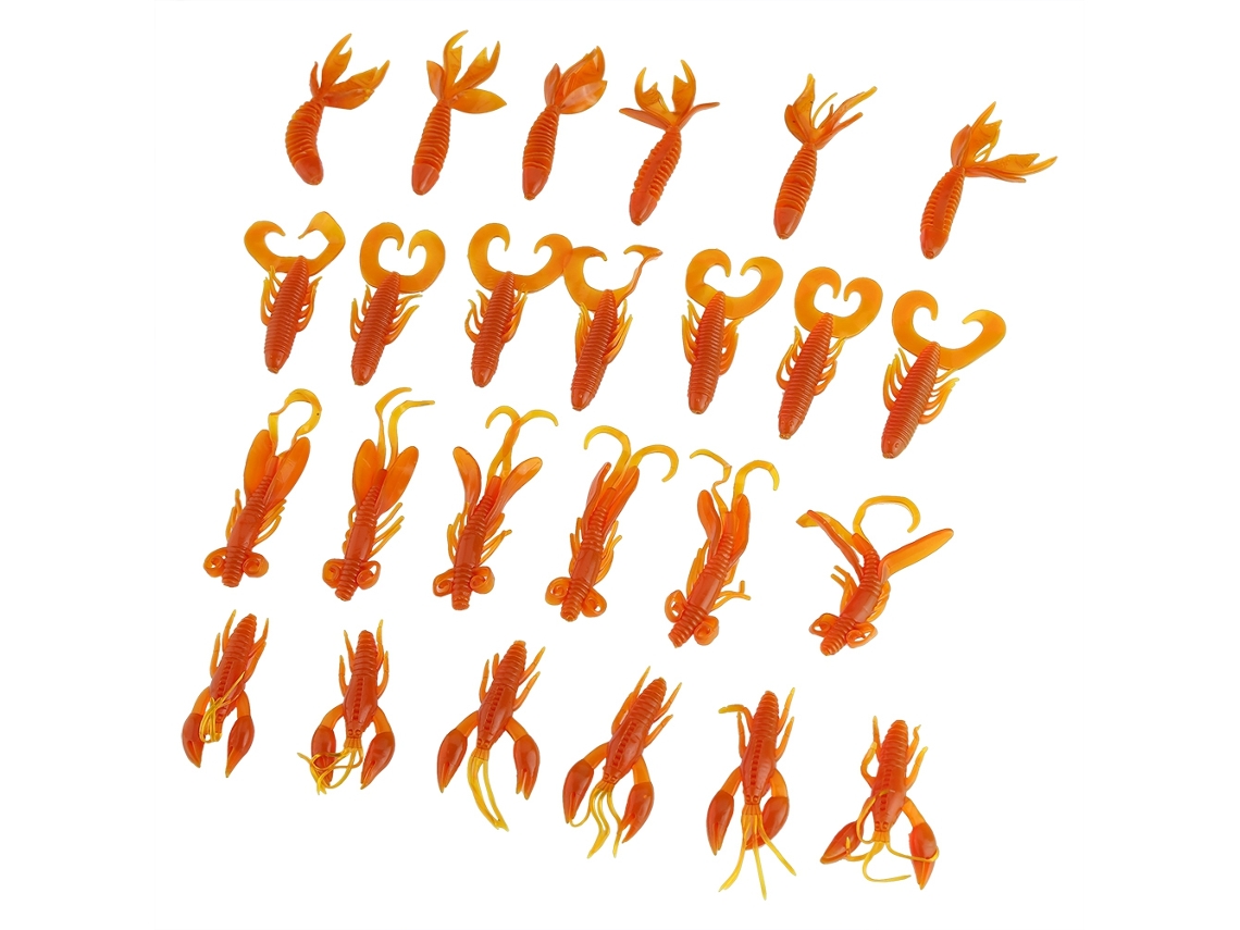 Isca de Lagosta Silicone para Pesca 25pcs Laranja