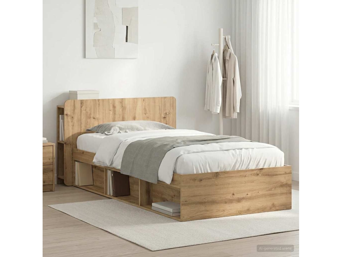 Vidaxl Estrutura De Cama Com Armazenamento Carvalho Arttisan