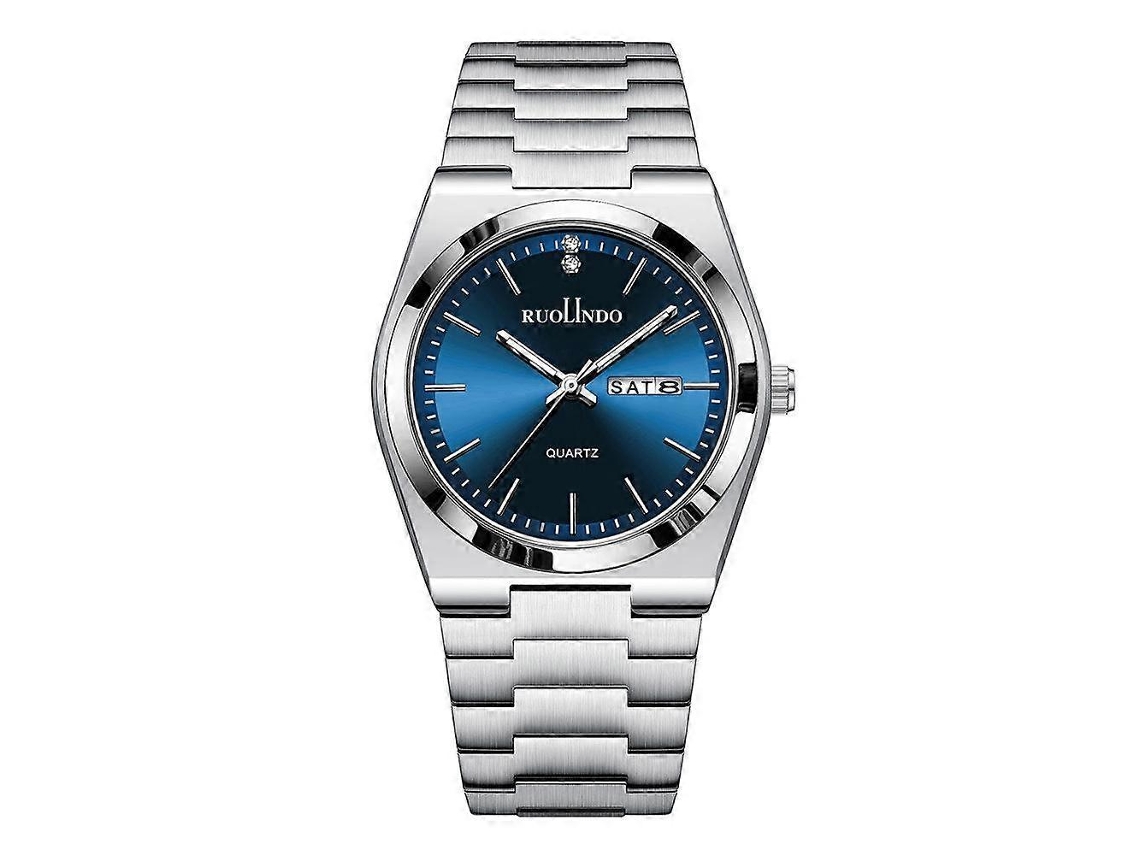Relógio De Quartzo Masculino Ruolindo Gd303 Com Pulseira De Aço E Calendário
