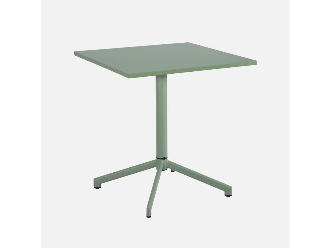 Mesa De Jardim Bistrô Quadrada Dobrável De Aço, 2 Lugares, Verde Cinzento Sweeek